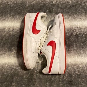 Nike Women’s Court Vision Low Red and White Sneakers *Pre-owned*